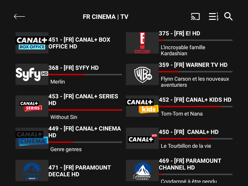Chaînes cinéma films et séries en français
