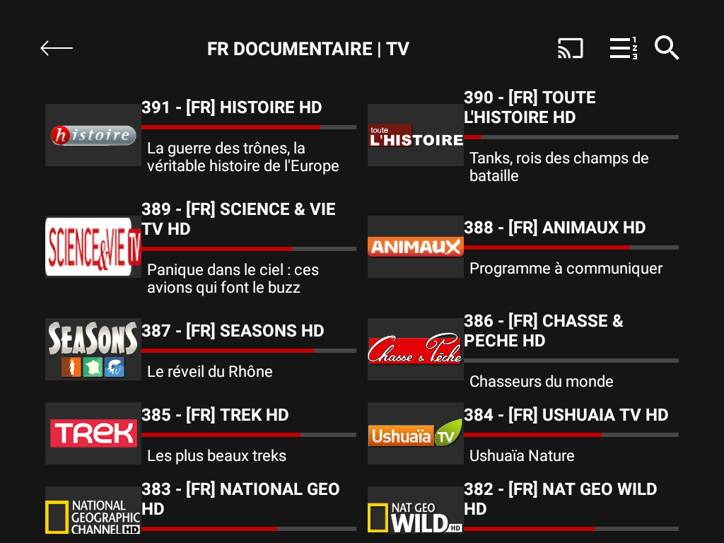 Chaînes documentaires françaises